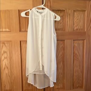 White Sleeveless High-Low Blouse